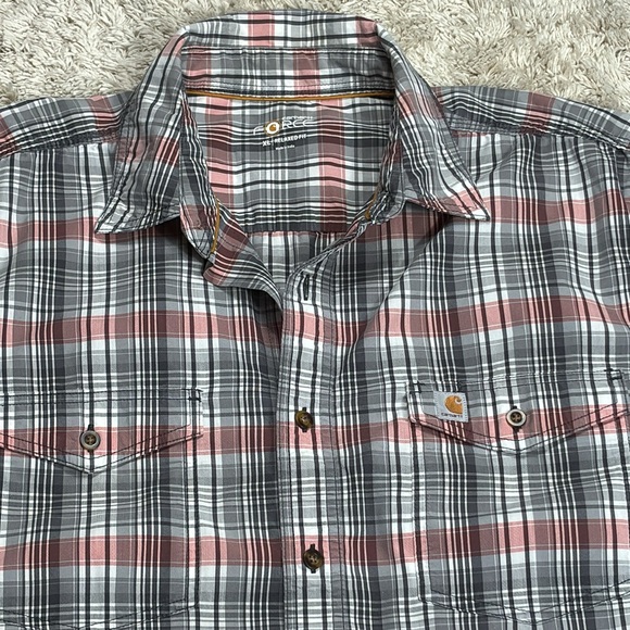 Carhartt Force Relaxed Fit Short Sleeve Button Up Lightweight Plaid Shirt, XL - Picture 2 of 7